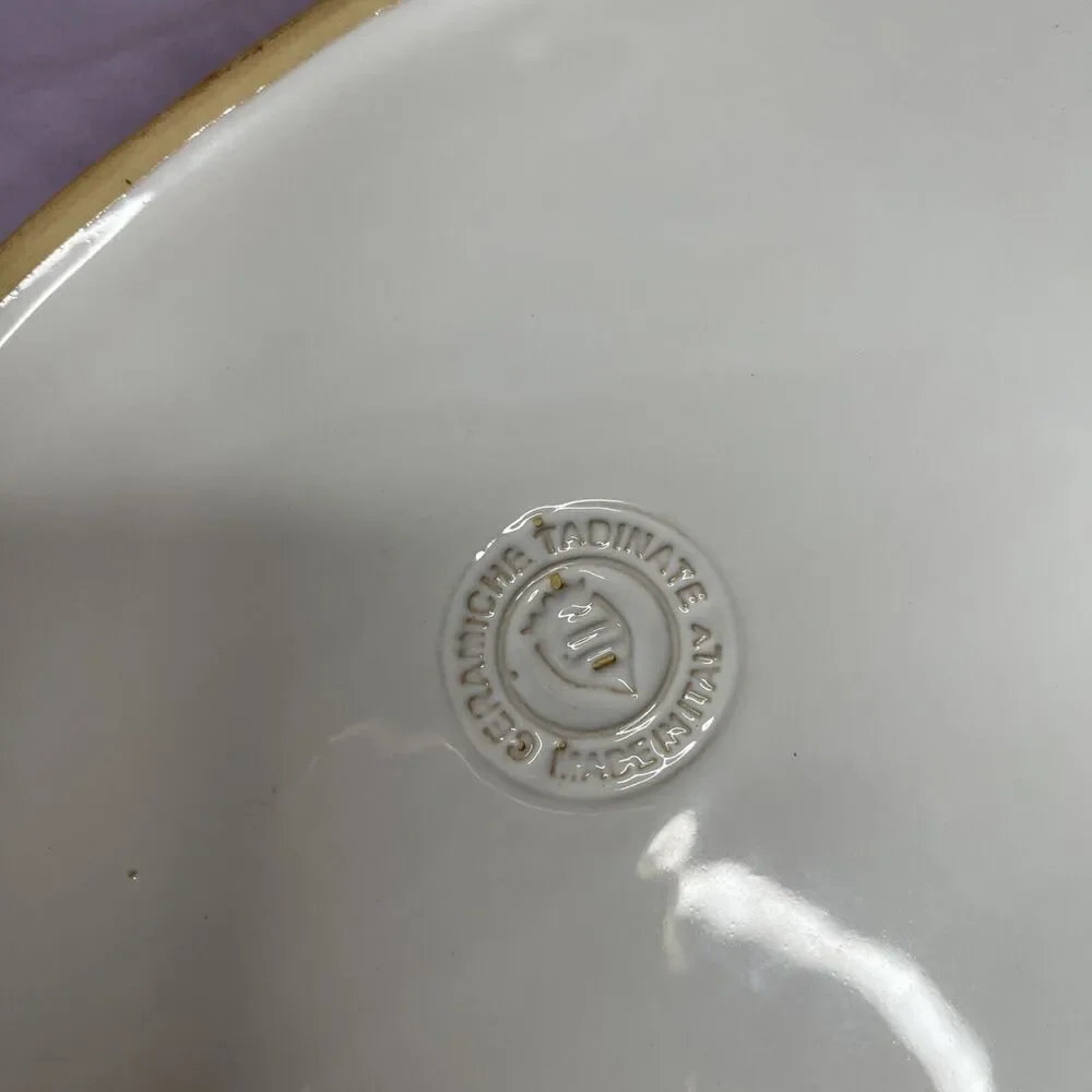 Vintage CERAMICHE TADINATE ITALY White Baking Casserole Serving Vessel Dish #F43